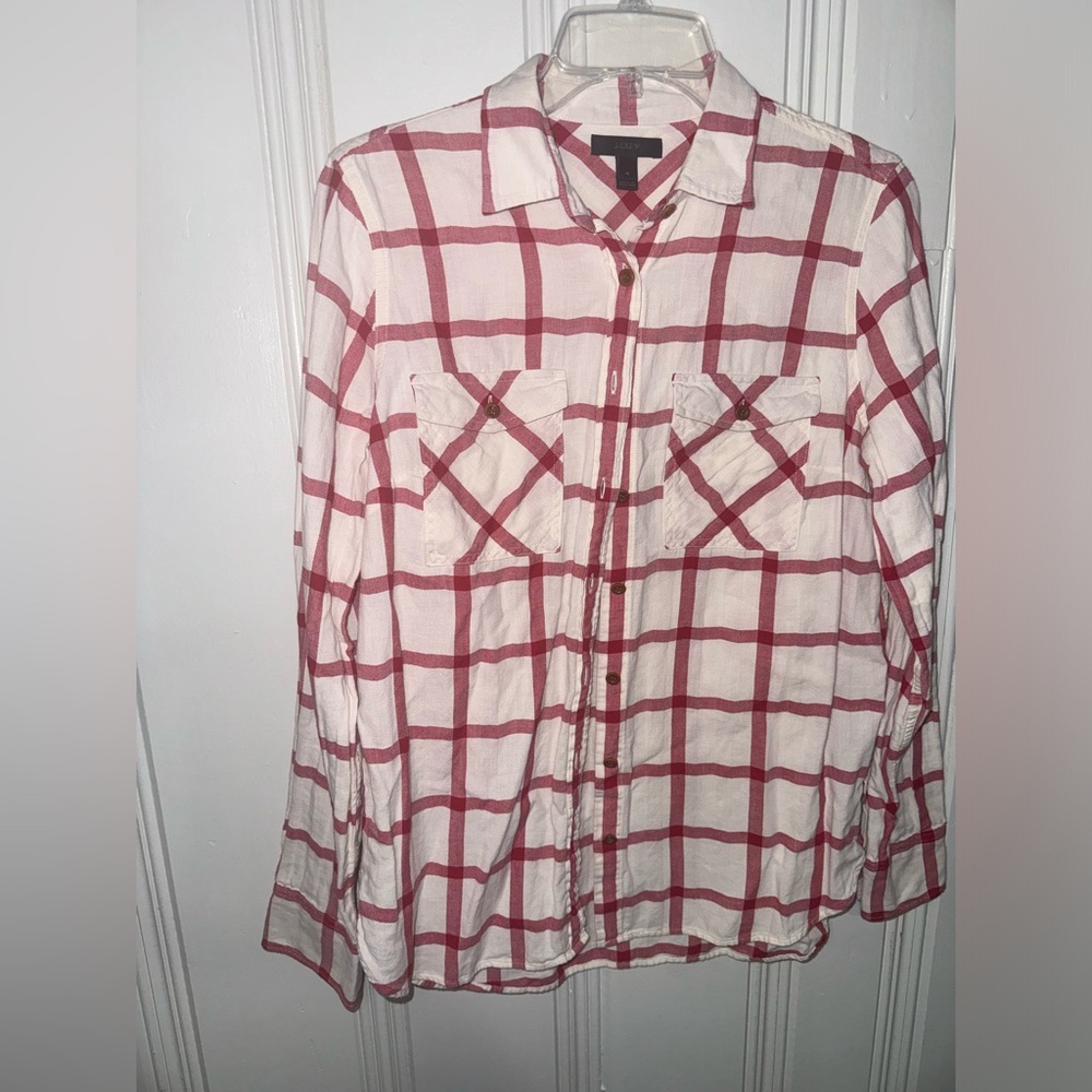 Red and White Plaid J. Crew Button Down Shirt - Size 4